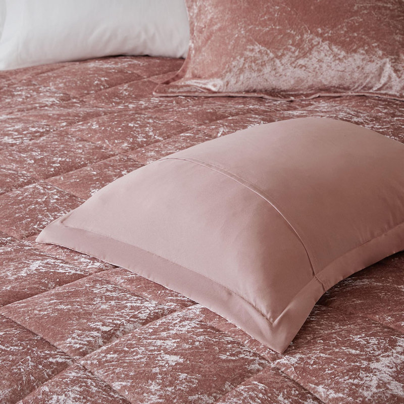 Ensemble d'édredon en velours 4 pièces, Rosé