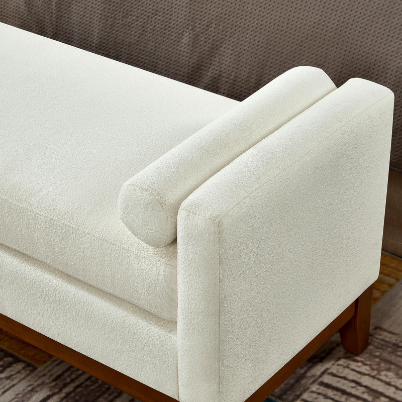 Repose-pieds rembourré en tissu Boucle, Beige