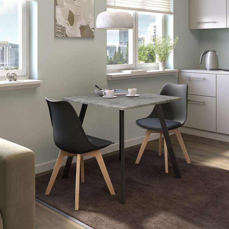 2 - Person Dining Set, Concrete / Black