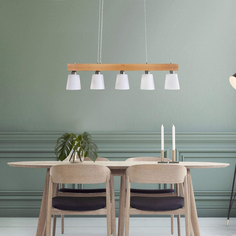 Daschel 5-Bulb Kitchen Island Cone Pendant Light, White