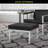 Atlas Modern Chrome and Leather Ottoman-775271181