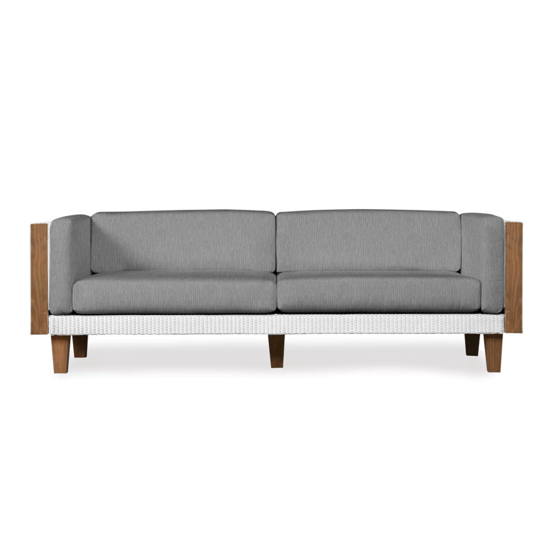 Catalina Outdoor 3 - Seat Patio Sofa, White, Delicate Botanical Slate