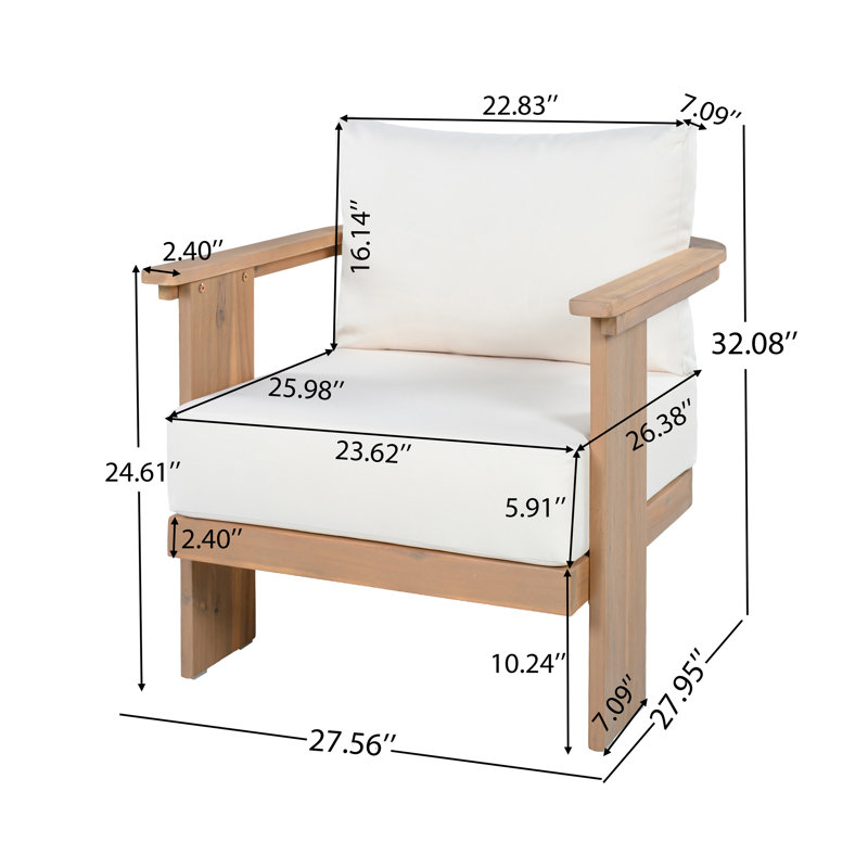 Fauteuil d'appoint d'extérieur en bois d'acacia Burlow, 1