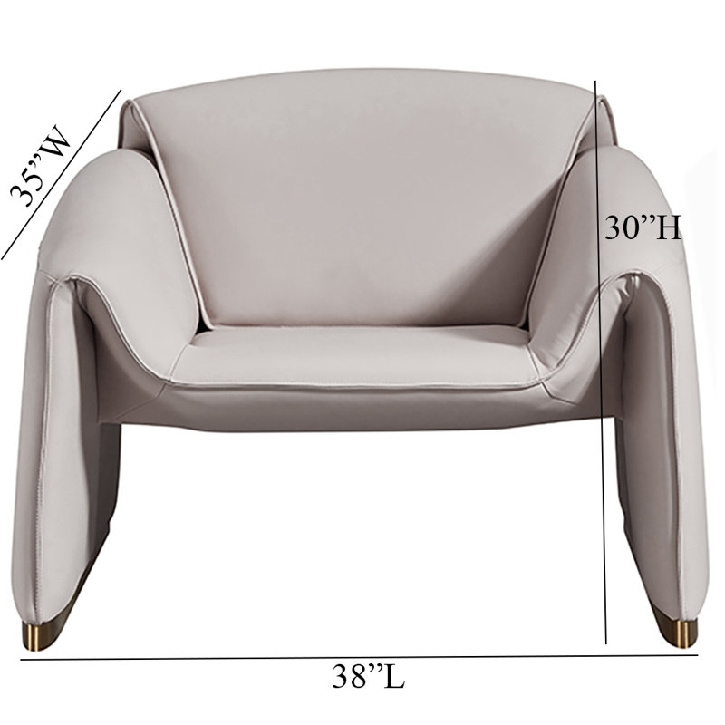 Fauteuil d'appoint en cuir véritable American Eagle Design EK-Y1011, Gris rosé / cuir véritable / similicuir