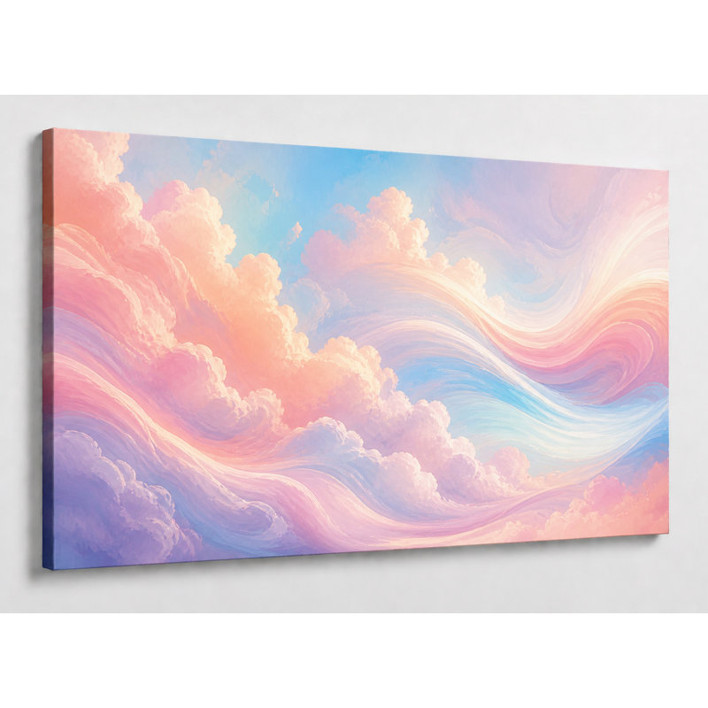 Impression sur toile 24 x 36 po, impression sur toile, grand nuage pastel, impression sur toile, ciel de rêve abstrait