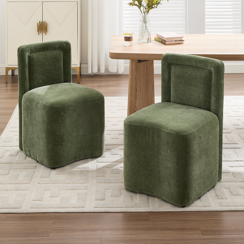 Upholstered Dining Chair Kitchen Side Chairs, Green