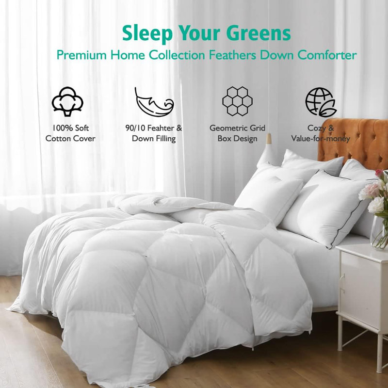 Feathers Down Comforter White Duvet Insert, Queen