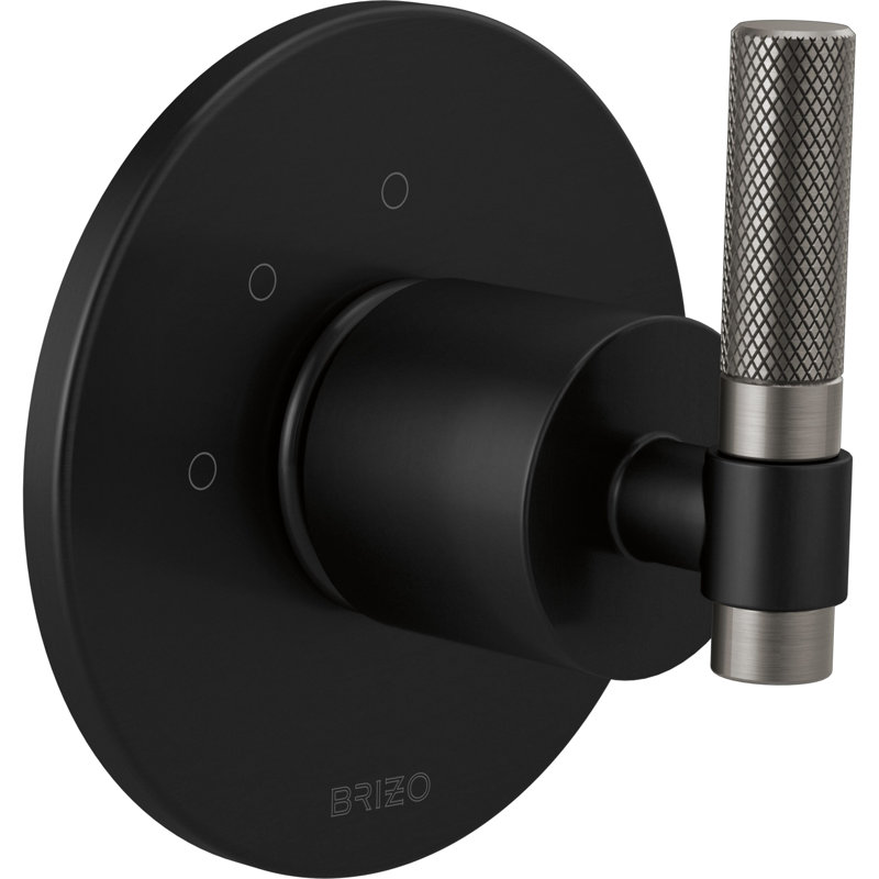 Litze® Wall Mounted Diverter Valve, Matte Black, Brilliance Luxe Steel T-Lever