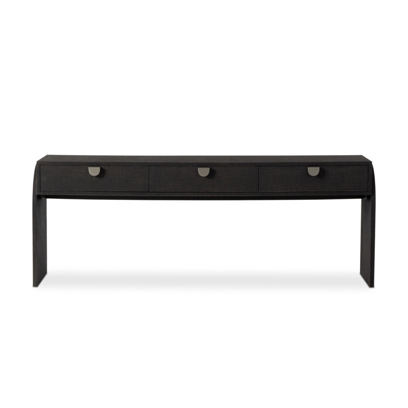 Cressida 78'' W Console Table, Black Linen