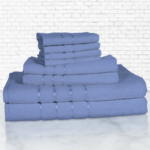 Ensemble de 8 serviettes de bain 100% coton 8 pièces - Serviettes de bain moelleuses avec débarbouillettes, serviettes à main et serviettes de bain