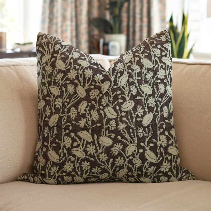 Housse de coussin Fab divine - Design floral pour intérieurs modernes et traditionnels, Pishta, H 14 po x l 14 po