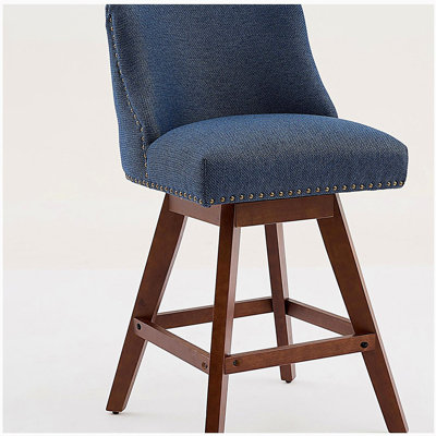 Bar Stool, 26 inches seat height, 2-piece set, blue fabric