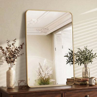 Miroir mural rectangulaire de salle de bain moderne avec coins arrondis