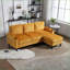 Canapé modulaire, canapé en chenille 3 places avec repose-pieds de rangement Porte-gobelets | Jaune moutarde-1639619570