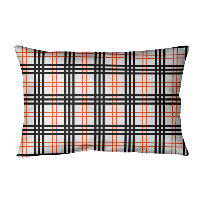 Housse de coussin Luxury Cincinnati, Blanc / Orange / Noir, Cuir / Suède
