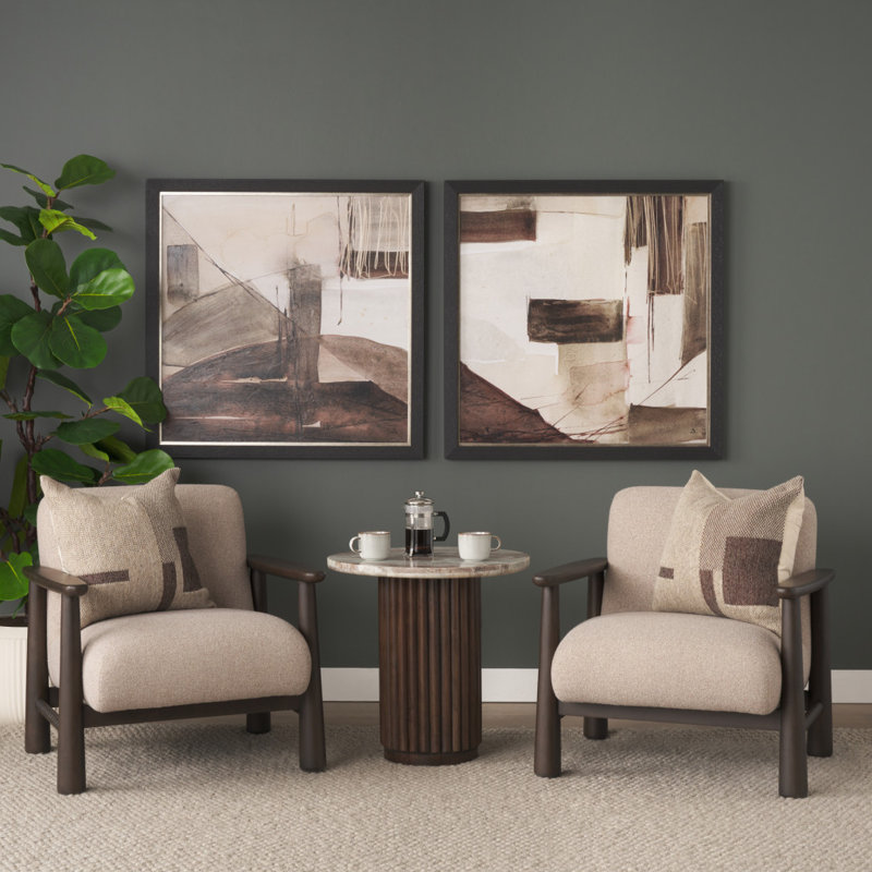  Ensemble de neuf fauteuils en tissu gris et brun