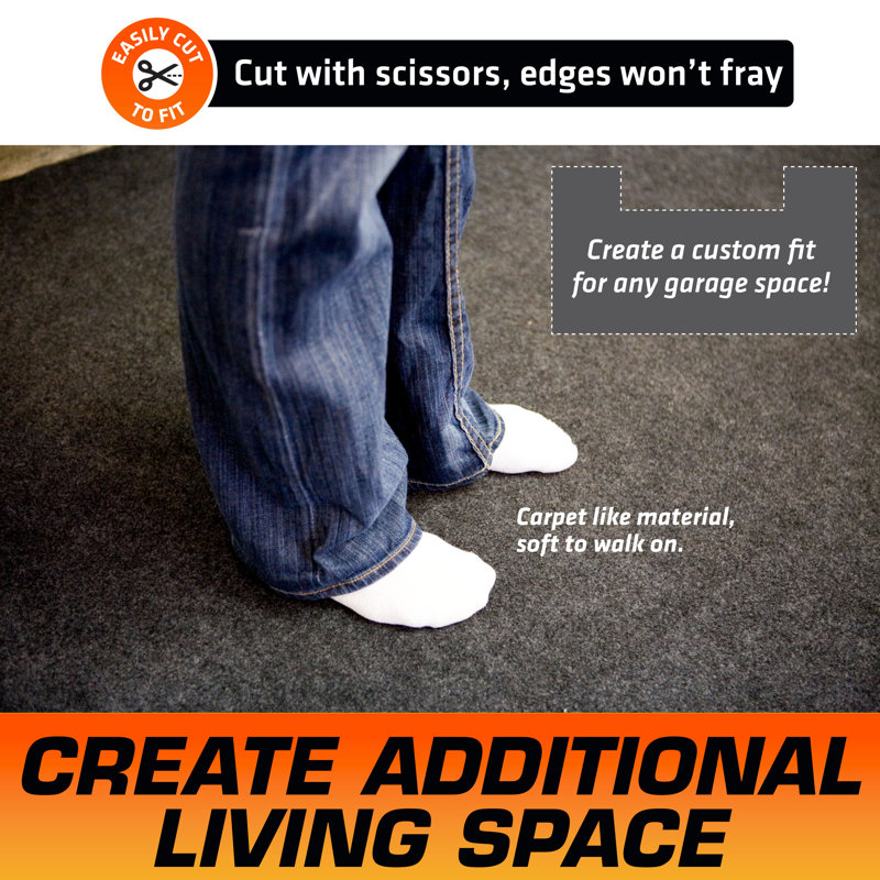 Charcoal Small Vehicle Garage Floor Mat with Double Sided Tape
