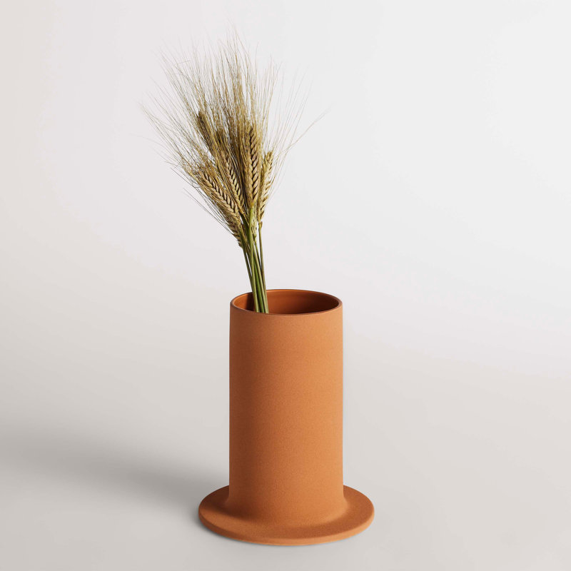 Flange Ceramic Table Vase, 9" H x 7" W x 7" D