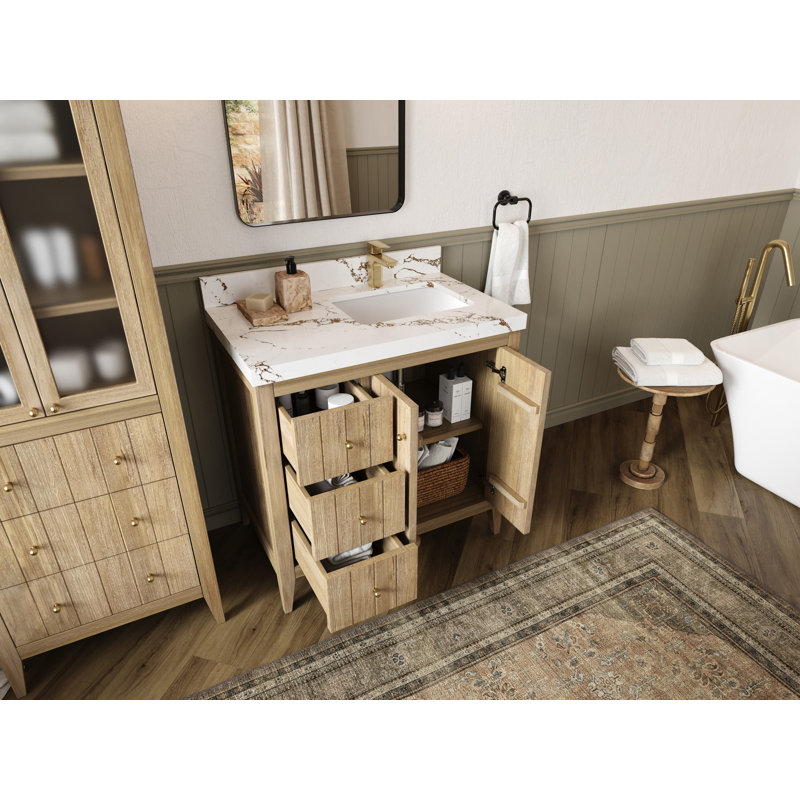 Teck d'Atlanta 22 po De salle de bain Quartz, Noir Calacatta