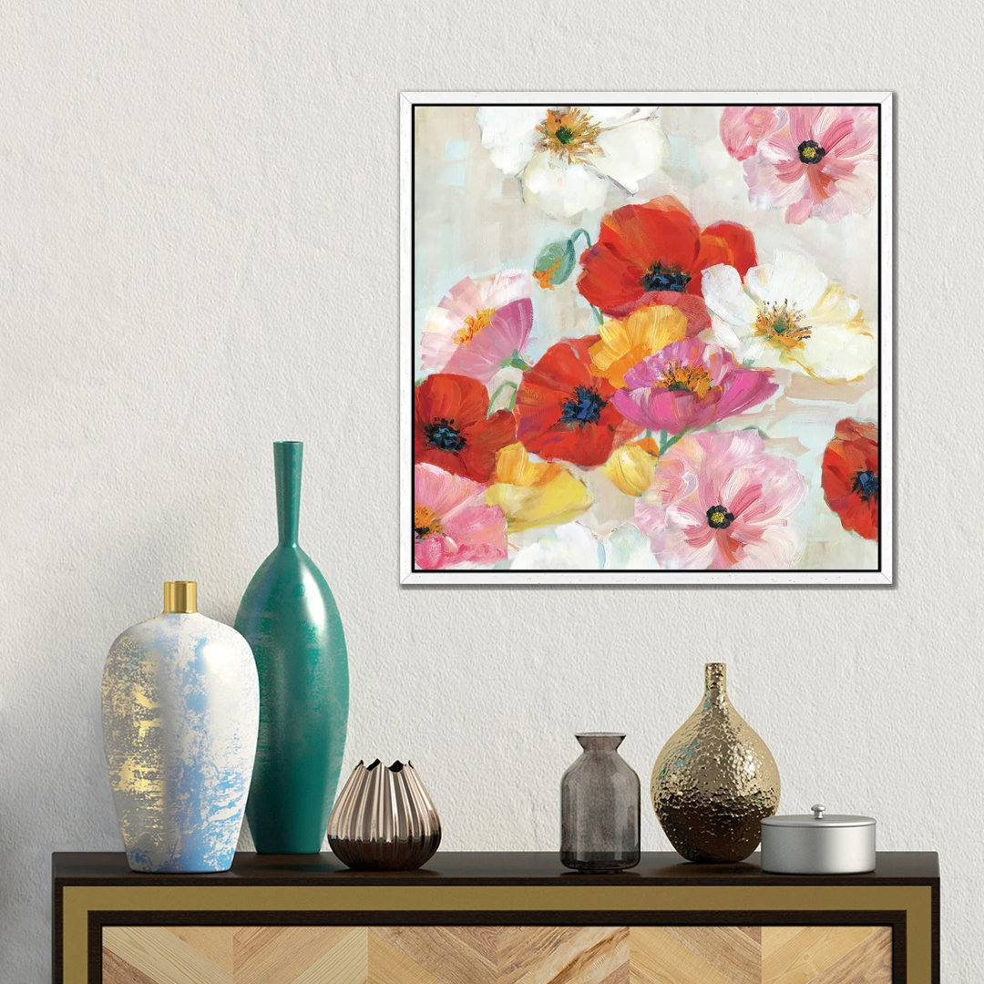 Konfetti Blumen II von Sally Swatland - Galerie-verpackte Leinwand Giclée auf Leinwand