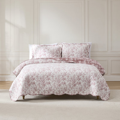 Lush Decor Peony Toile Reversible Cotton Quilt Set