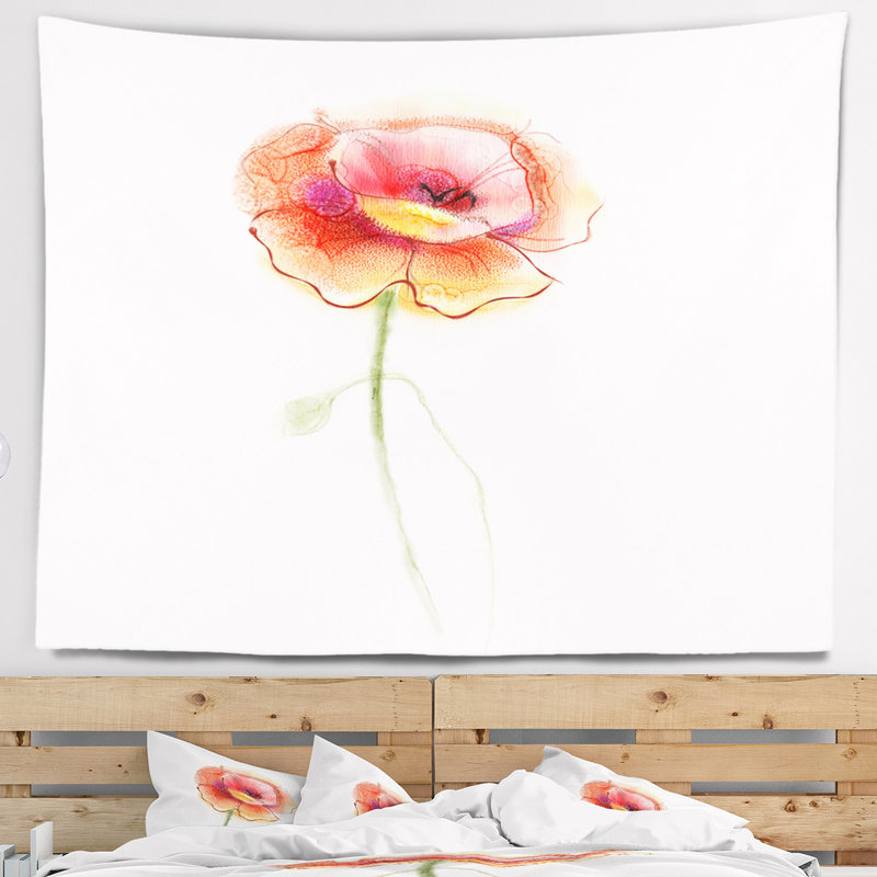 Tapisserie fleur de coquelicot, H 32 po x l 39 po
