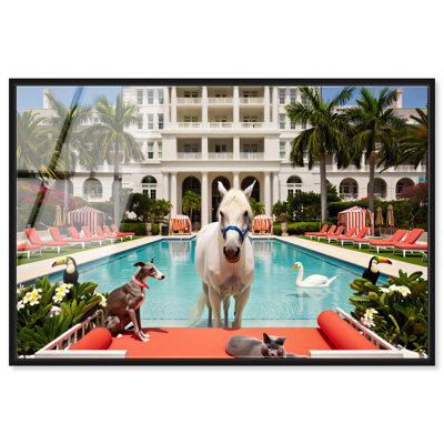 "Animal Palace I", reproduction d'art acrylique encadrée par Notoriart, cadre noir, H 11 po x l 16 po