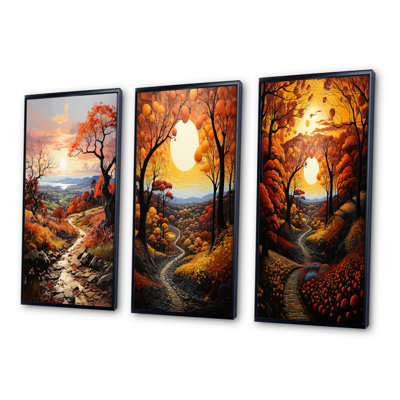 «Countryside Autumnal Orchard», 3 pièces sur toile
