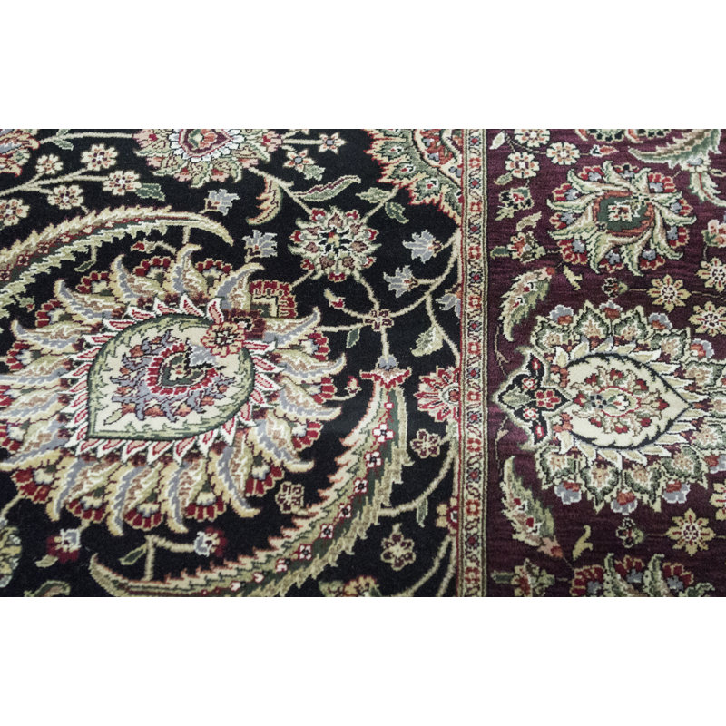 Hand-Knotted High-Quality Navy and Wine Area Rug