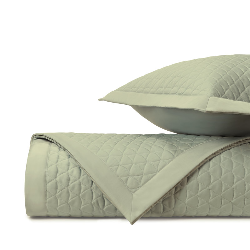 Anastasia Quilted Sateen Coverlet Set, Crystal Green, King Coverlet/Bedspread + 2 Shams