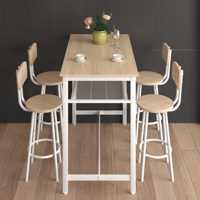 Compact White Oak Dining Set Mdf Modern Spaces Versatile Use
