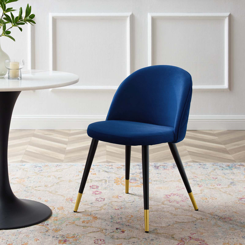 Cordial Performance Velvet Dining Chairs - Set of 2, Navy Velvet 