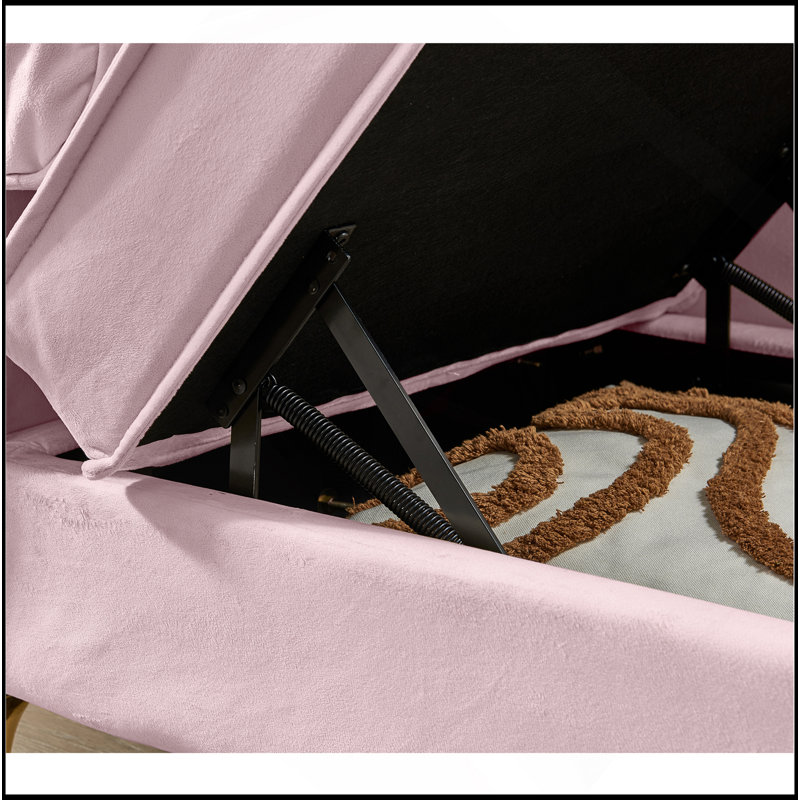 Chaise longue moderne avec revêtement en velours, Rose