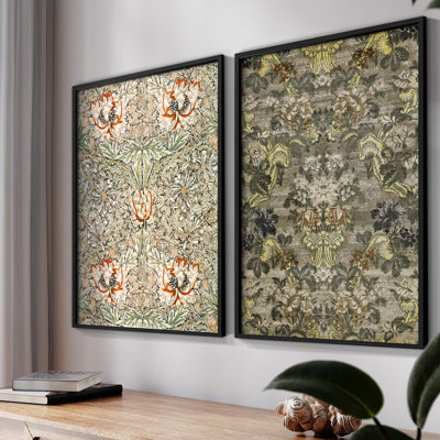 Vintage  Floral LXXVI  -Framed Giclee Print - Set of 2