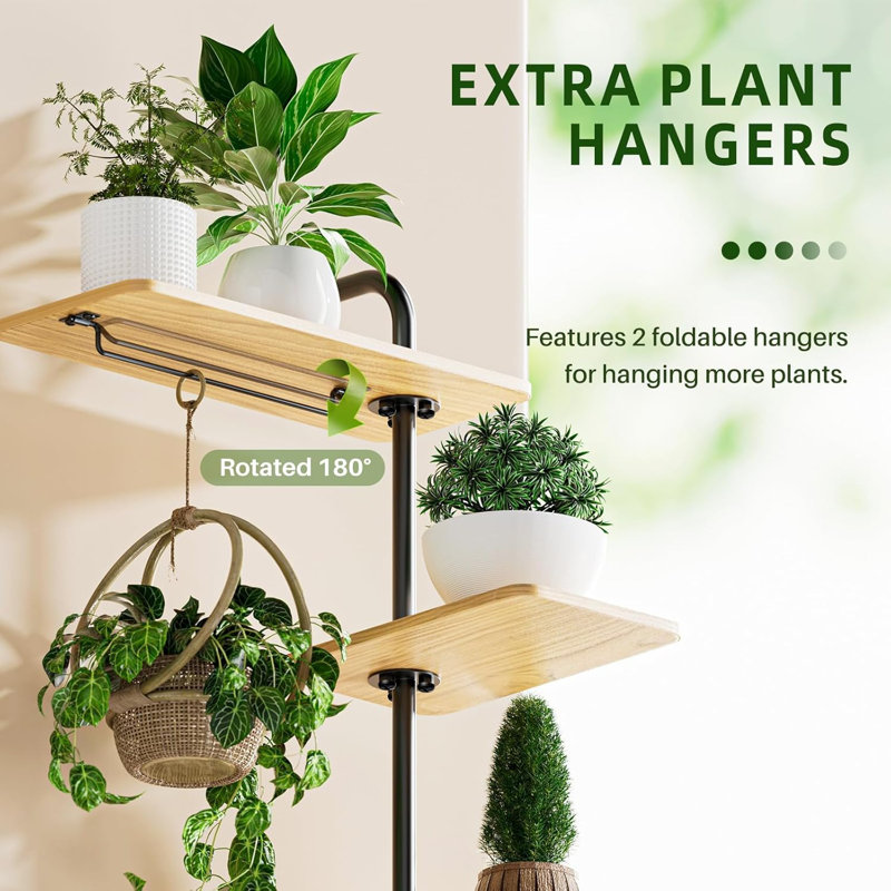 Window Shelf For Plants, 4 Tier Rotating Window Sill Plant Shelves Stand Plant Wall Holder With Hanger