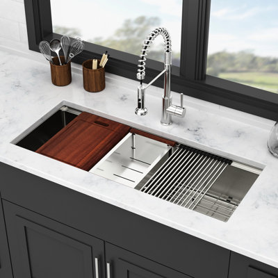 Évier de cuisine à simple cuve encastrable en acier inoxydable de calibre 16 de 45 po x 19 po, rebords encastrés pour changer de mode, écoulement en forme de X de drain de passage d'eau, coin arrondi R10 hygiénique