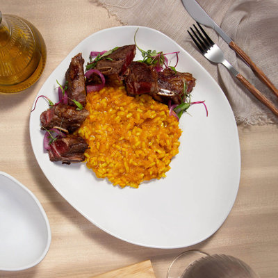 New White Oval Dinner Plate 12.2" Ceramic Stoneware - Microwave, Oven, and Dishwasher Safe, by Porto Brasil