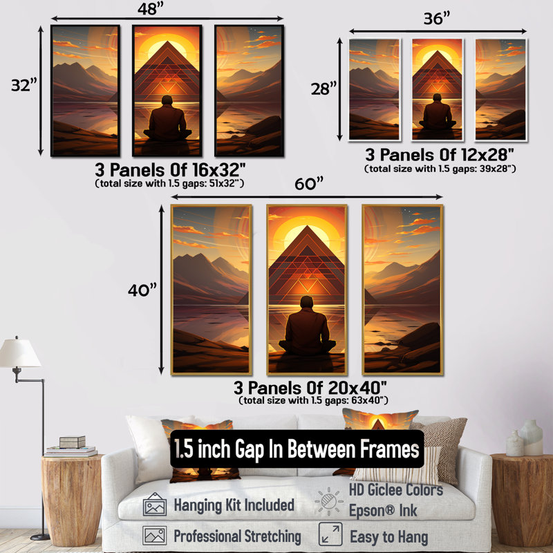 Yoga Mindfulness pratique - art mural de yoga, Cadre flottant noir, H 28 po x l 36 po