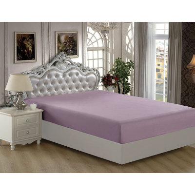 Marina Decoration Home Bedding Bedroom essentials Bedsheet Ultra Soft Silky Deep Pocket Solid Cooling All Season Elastic Rayon from Bamboo Fitted Sheet, Purple Colour Double/Full Size