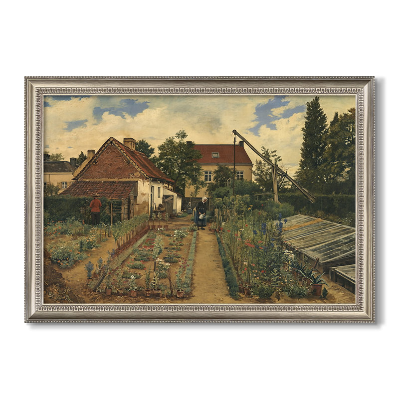 Garden of a Florist (The Flower Garden), 1864-Henri de Braekeleer-Custom Framed Canvas, 28X40, No, Beaded Pewter Satin
