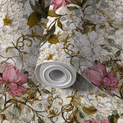Peel and Stick Wallpaper Contact Paper Vintage Cottagecore Floral Self Adhesive and Removable 24in x 118in(60x300cm)