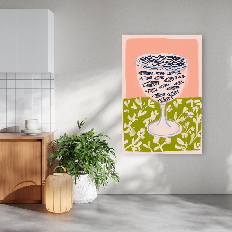 Playful Fish Bowl Playful Vibrant Whimsical Fish Nature Architecture Wall Art Print 1 Piece Wrapped Canvas Wall Art