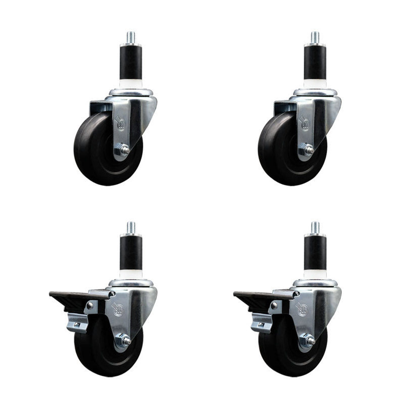 Ensemble de roulettes extensibles en caoutchouc souple à 2 roues SCC PLB 3,5 po x 1 3/8 po