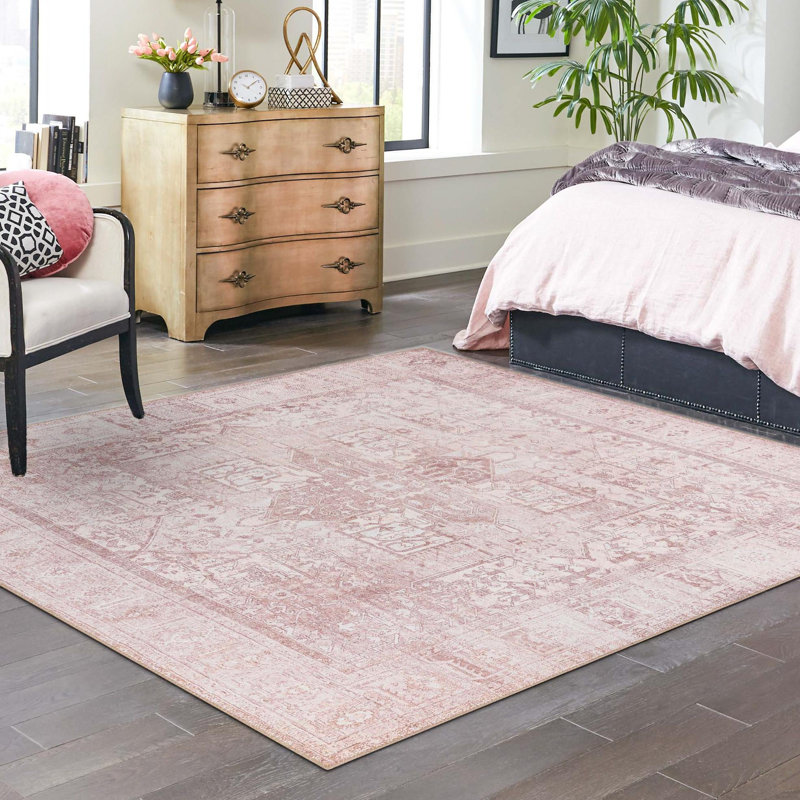 Tapis transitionnel Amilio de couleur beige / ivoire, Carré 7 pi 6 po