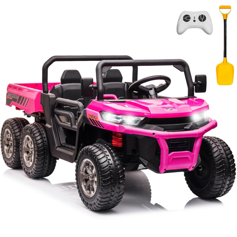 2 Seater 24V 6-Wheel Ride on Dump Truck with Remote Control, Electric Dump Bed & Shovel, Bluetooth Music
