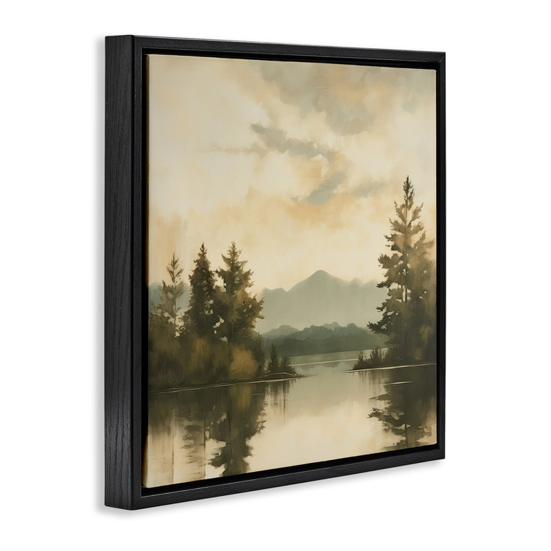 Mountain Scenery, 18" H x 18" W, Jet Black Floater Frame