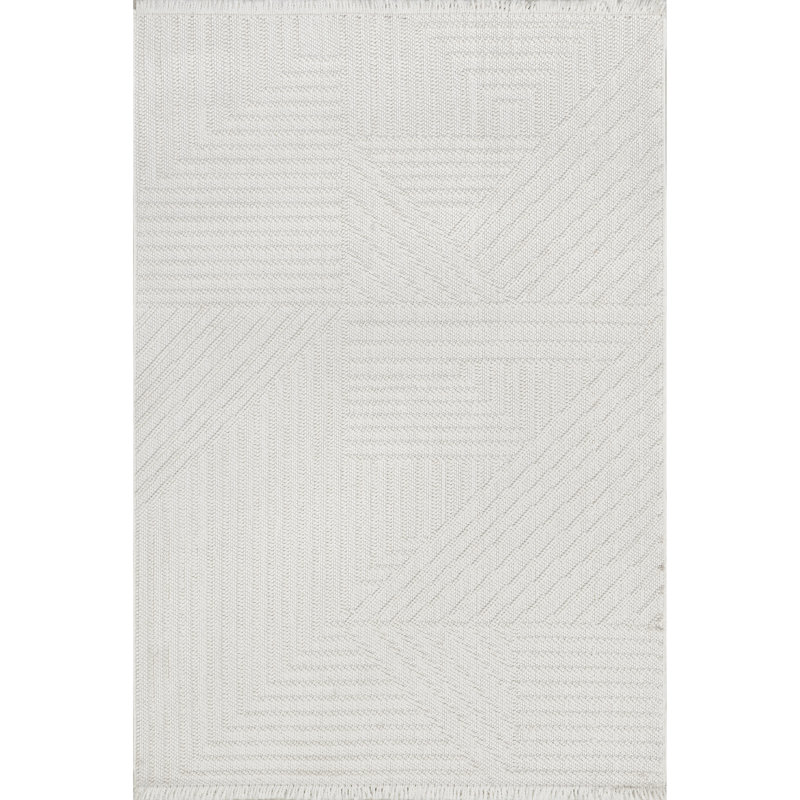 Tapis géométrique pour salle à manger Makena, Rectangle 4 pi x 6 pi