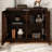 Dark Walnut Mid Century Modern Fluted Sideboard Buffet Cabinet With Storage And 2 Outlet Holes For Entryway, Hallway, Kitchen, Or Living Room | Gift Idea-1306249514