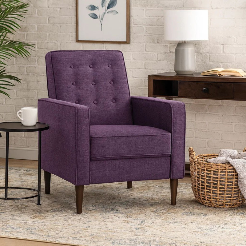 Fauteuil inclinable manuel Dupe, capitonné, polyester mauve, Mauve
