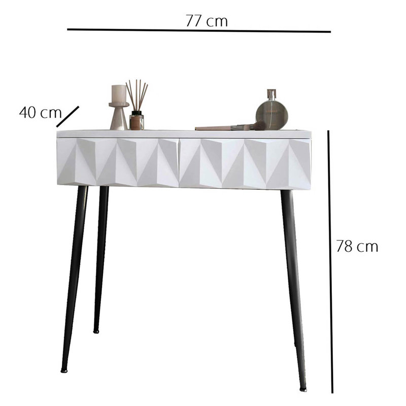 Audly Dressing Table, White/Black